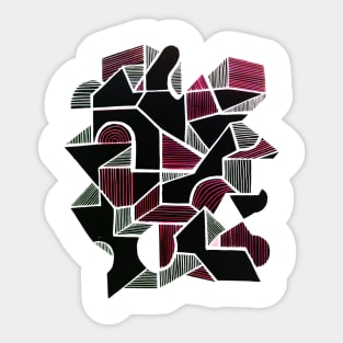 Geometric black Abstract city art Sticker